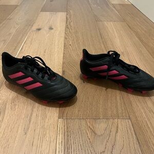 Adidas Black with Pink Stripes Soccer Cleats